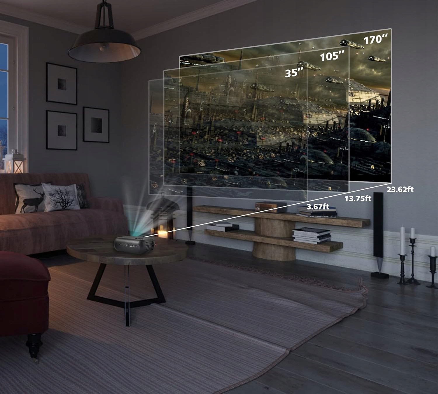 Przenośny projektor rzutnik z pilotem itimport do 170 cali bluetooth fullhd - obrazek 5