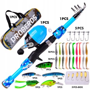 Zestaw wędkarski dla dzieci zabaka wędka 1.5m 38 elementów proberos prezent - miniatura 6