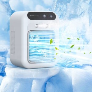 Mini klimatyzer wentylator nawilżacz 500ml powietrza 3w1 chłodzenie cichy - miniatura 7
