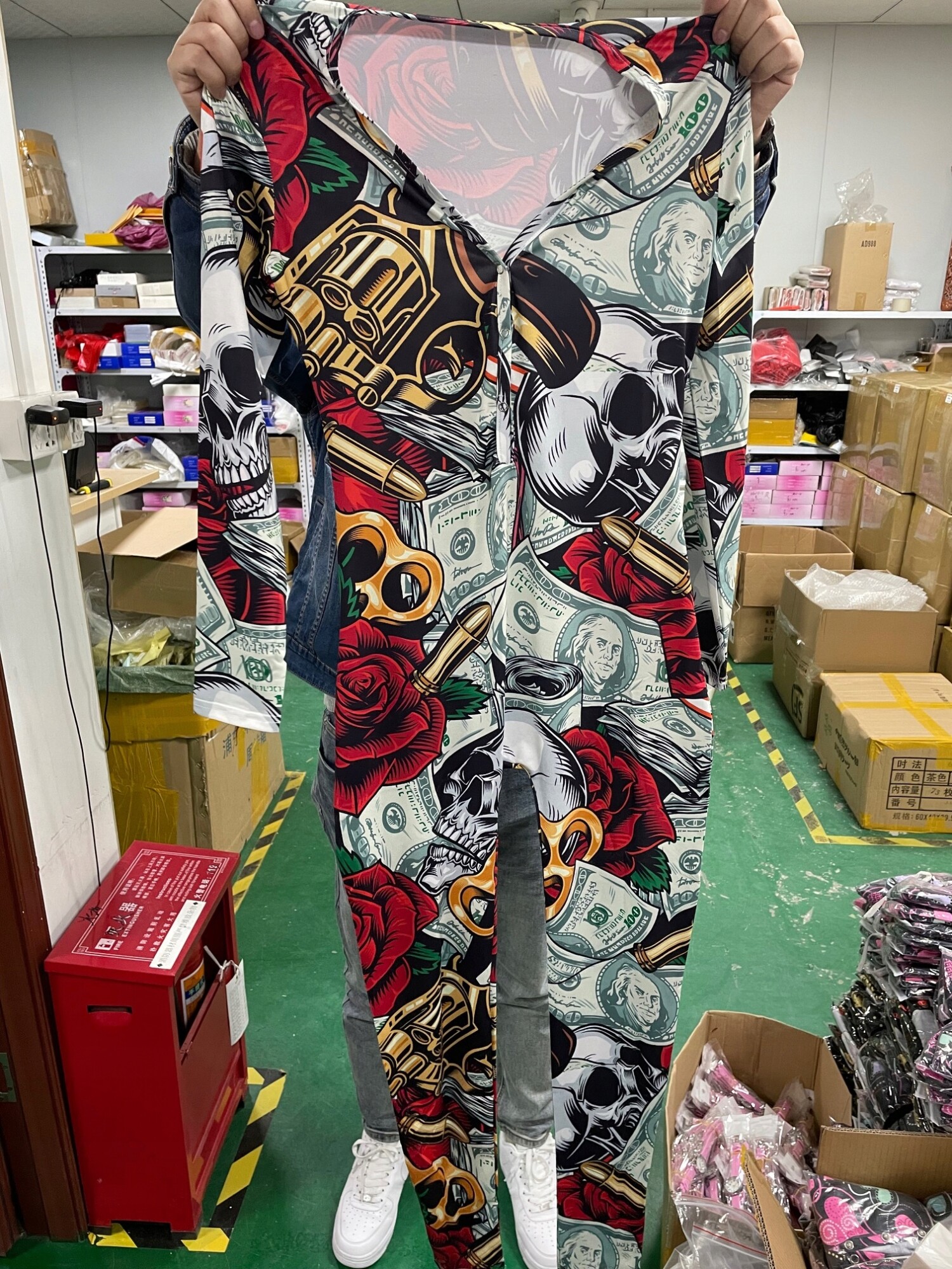 Piżama damska prezent na walentynki dla niej body z klapką guns roses s - obrazek 9