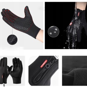 Rękawiczki sportowe -30c suwak unisex antypoślizg pianka dotykowe podszewka - miniatura 3