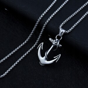 Naszyjnik srebrny stal łańcuszek kotwica 315 - miniatura 7