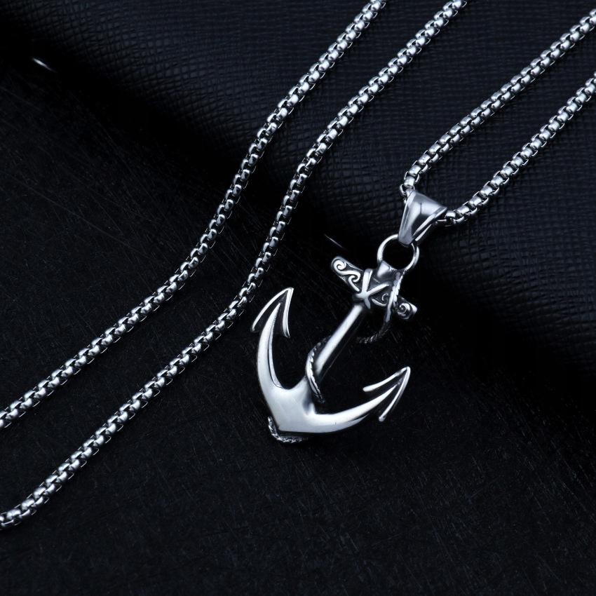 Naszyjnik srebrny stal łańcuszek kotwica 315 - obrazek 7