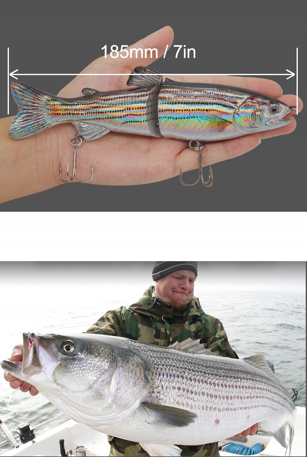Wobler przynęta wędkarska szczupak sandacz sum imituje troć xxxl 68g 18.5cm - zdjęcie 6