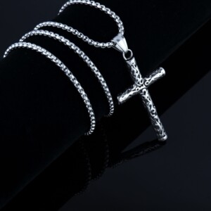 Naszyjnik srebrny stal łańcuszek krzyżyk 309 - miniatura 8