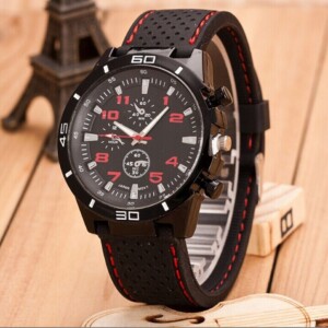 Zegarek męski sportowy kwarcowy czerwony na silikonowej bransolecie wygodny - miniatura 7