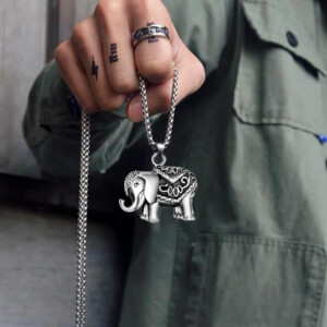Naszyjnik srebrny łańcuszek słoń indyjski 325 - miniatura 2