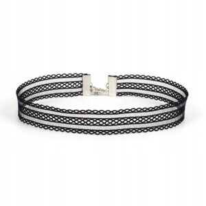 Choker koronkowy haft czarny naszyjnik gothic ch09 - miniatura 1