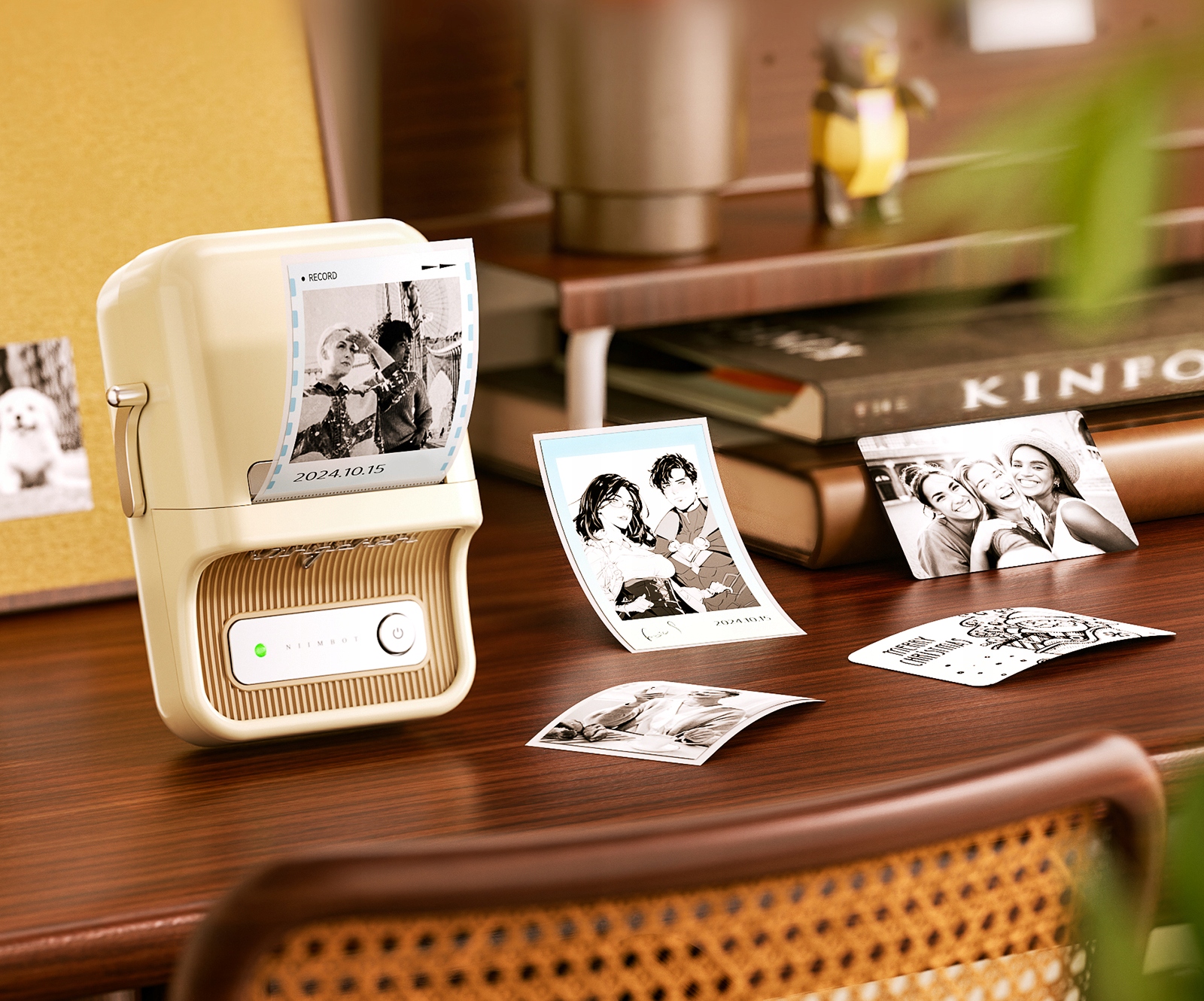 Niimbot drukarka termiczna naklejki bluetooth b21 pro kremowa 300dpi - zdjęcie 8