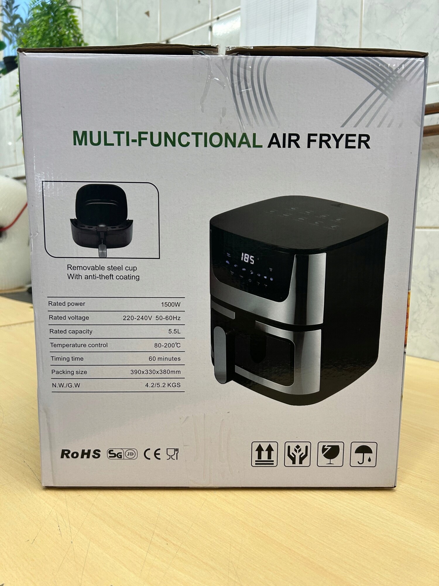 Frytkownica beztłuszczowa 5,5l 1500w duża air fryer piekarnik xl okno 60min - zdjęcie 5