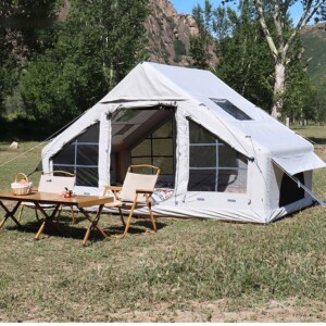 Duży namiot kempingowy pompowany 4 osobowy dmuchany pompka 6.4m2 320x200cm - miniatura 13