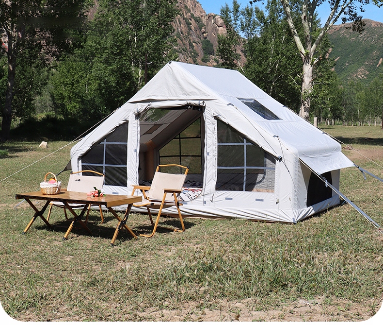 Duży namiot kempingowy pompowany 4 osobowy dmuchany pompka 6.4m2 320x200cm - zdjęcie 13