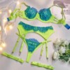 Seksowny komplet bielizny damskiej sexy pasy stringi koronkowy zielony l - miniatura 5