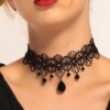Choker na szyje koronkowy gotycki haft czarny naszyjnik gothic ch11 - miniatura 10