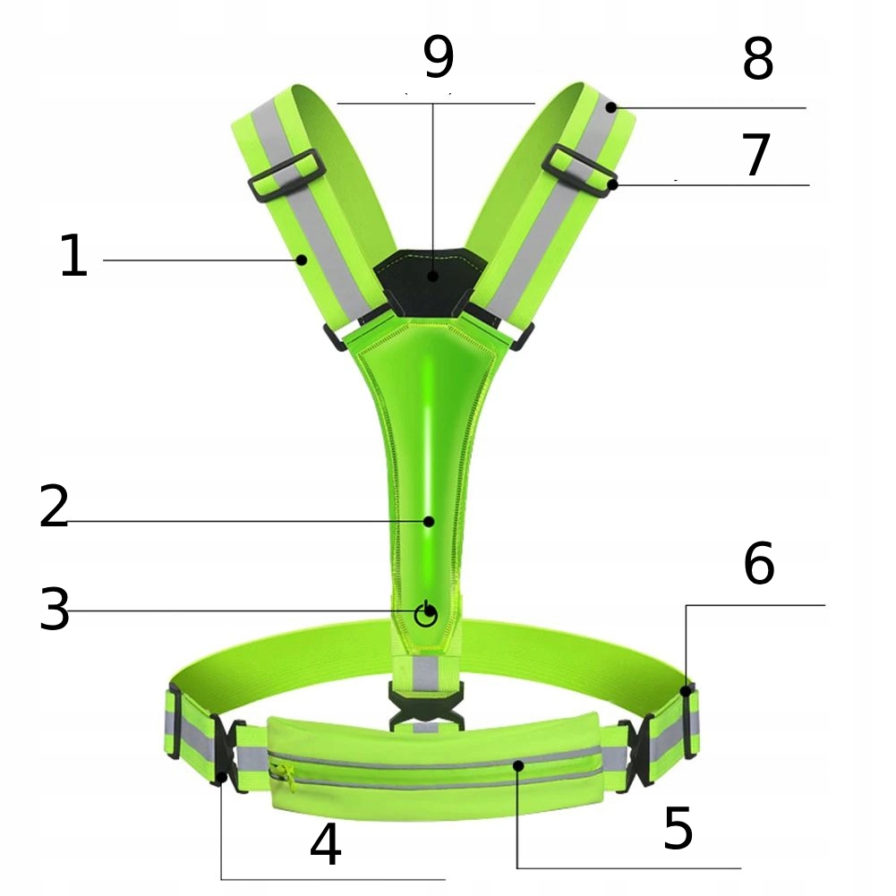 Kamizelka odblaskowa szelki do biegania rower podwójny 2x led usb kieszeń - zdjęcie 3
