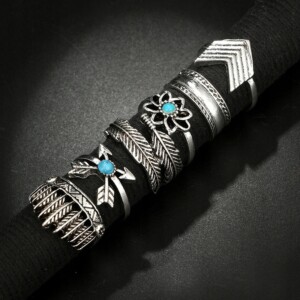 Srebrny zestaw pierścionków retro punk boho 08 - miniatura 7