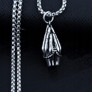 Naszyjnik srebrny modlitwa różaniec wiara ręce 307 - miniatura 9