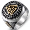 Pierścień sygnet valknut wiking nordycki runy 502 - miniatura 4