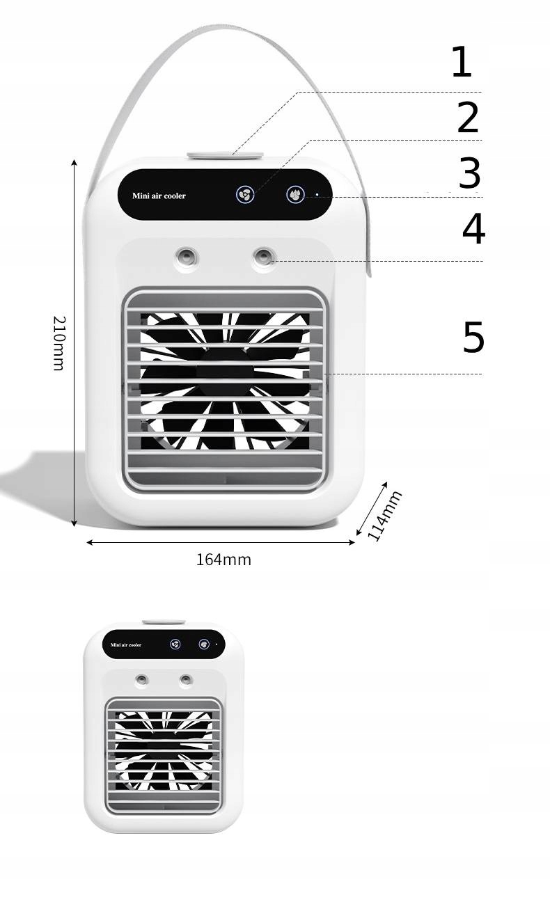 Mini klimatyzer wentylator nawilżacz 500ml powietrza 3w1 chłodzenie cichy - zdjęcie 11