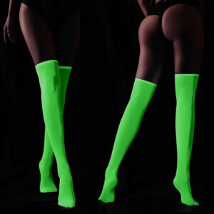 Pończochy świecące w ciemnośći zakolanówki samonośne damskie seksowne fluo - miniatura 13