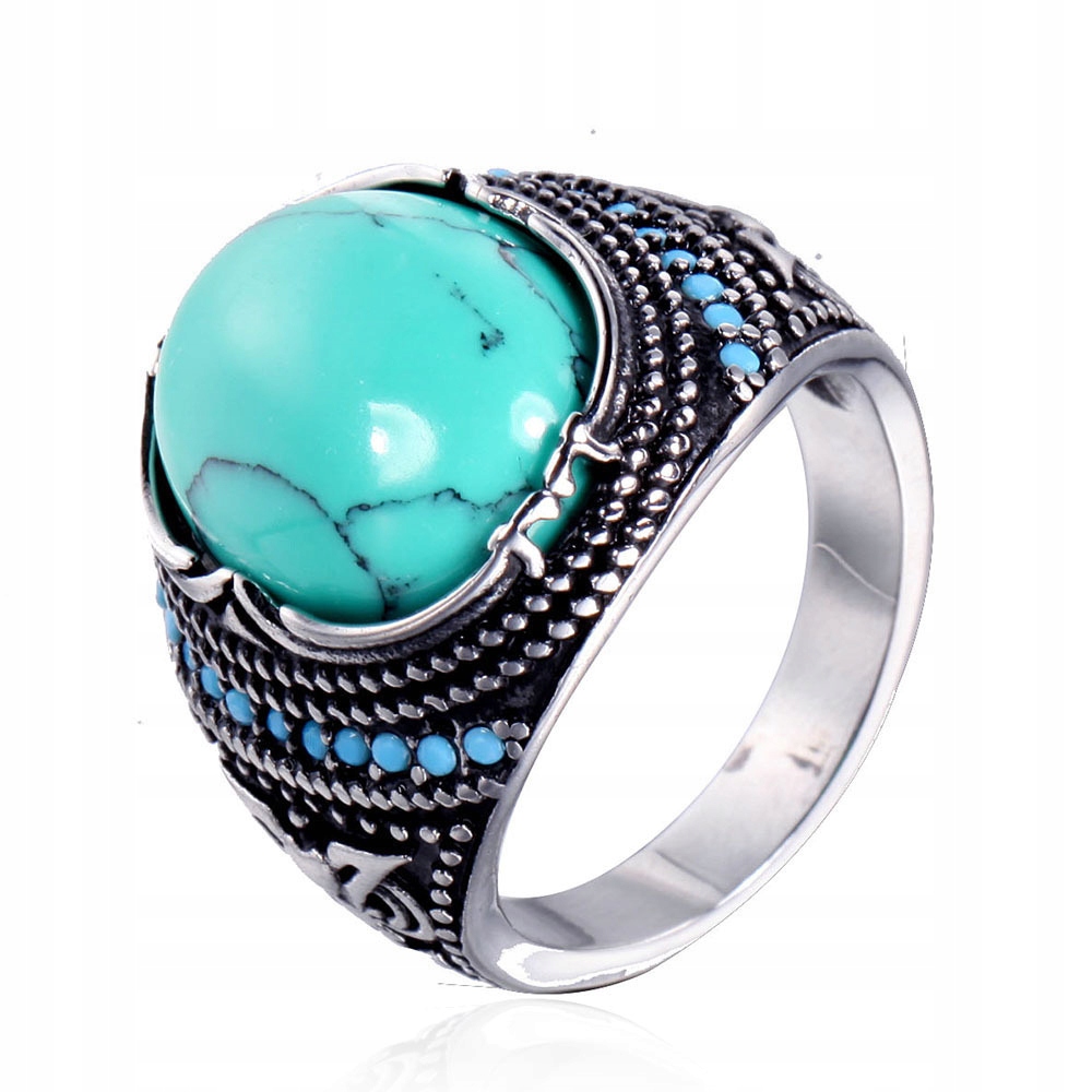 Sygnet unisex turkusowy stalowy 316l eu22 us10