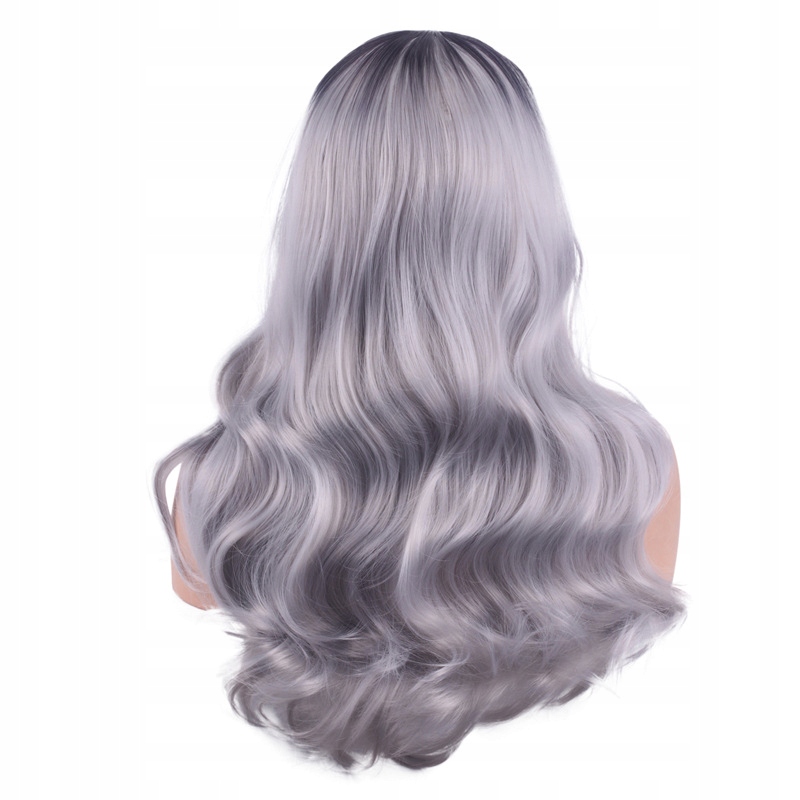 Siwy jasny blond peruka włosy gęste piękne 250w - obrazek 5