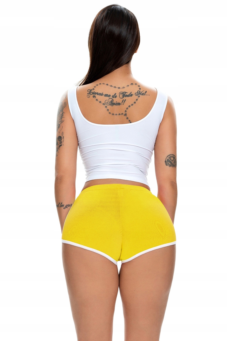 Szorty damskie sportowe wygodne spodenki żółte l - obrazek 9