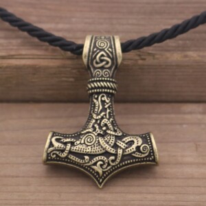 Naszyjnik męski młot thora mjolnir złoty 125 - miniatura 3