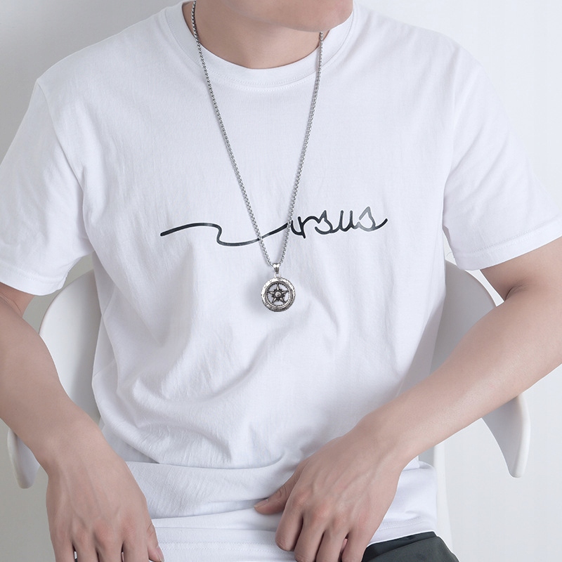 Naszyjnik srebrny stal gwiazda kwiat runa 370 - obrazek 4