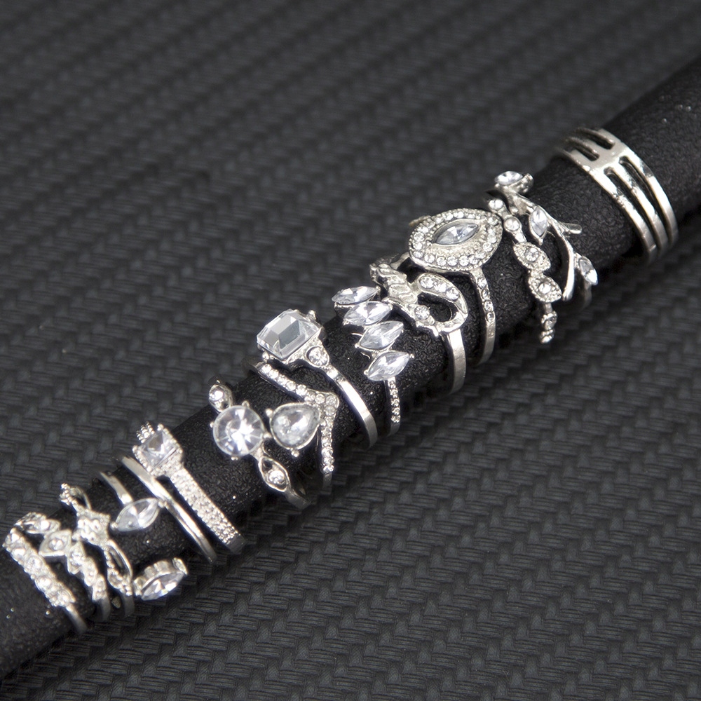 Srebrny zestaw pierścionków retro punk boho 96 - obrazek 7