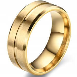 Złoty pierścionek obrączki ślubne stal 316l r.28