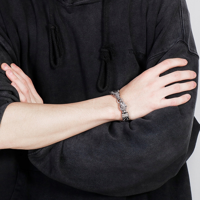 Bransoleta wikingów wilki nordycka amulet 316l 250 - obrazek 2