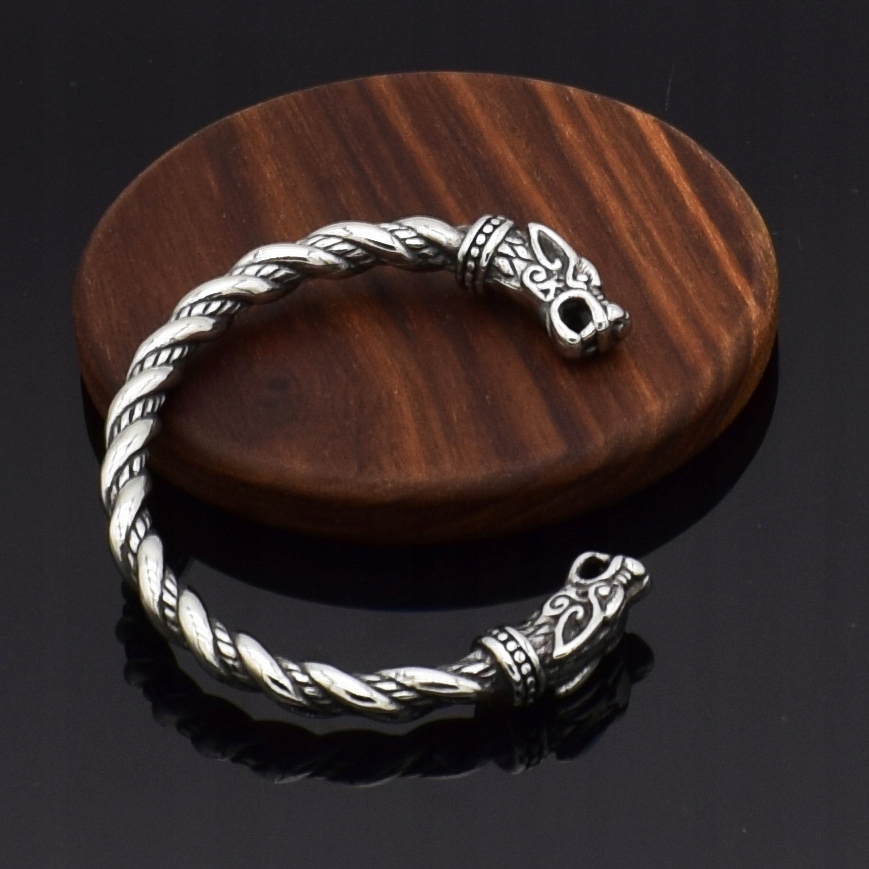 Bransoleta wikingów nordic wilki nordycka sreb 440 - obrazek 4