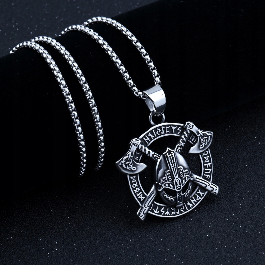 Naszyjnik srebrny wikingów topory runa nordic 406 - obrazek 7