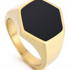 Sygnet unisex złoty stal 316l pozłacany eu22 us10 - miniatura 1