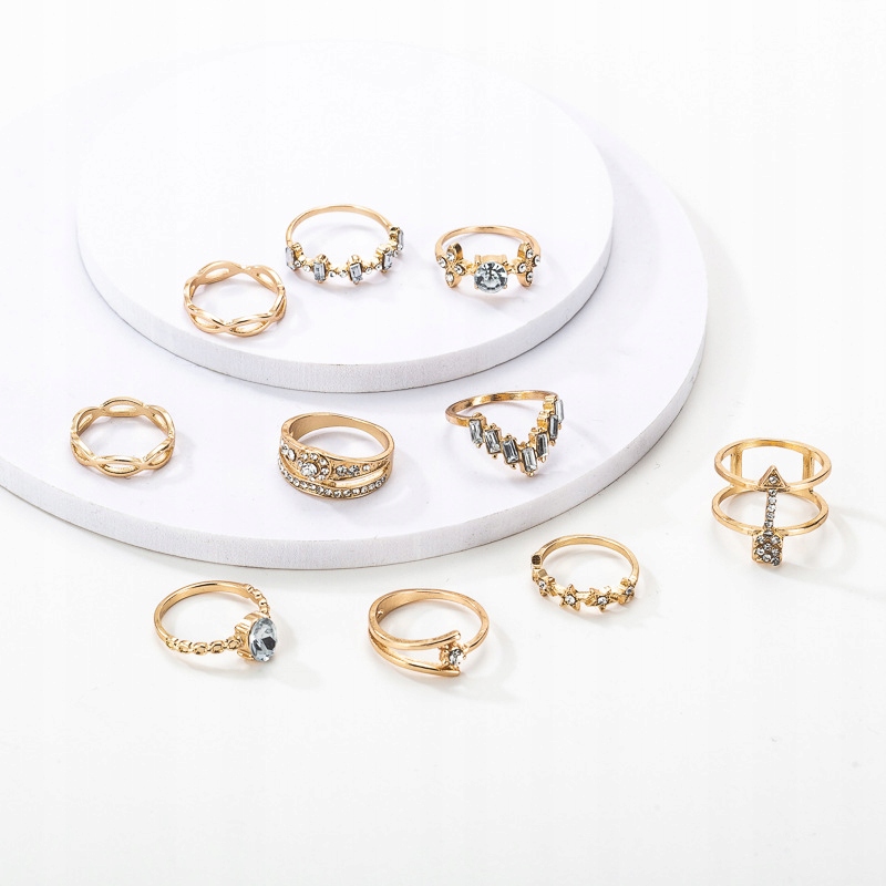 Złoty zestaw pierścionków retro punk boho 77 - obrazek 3