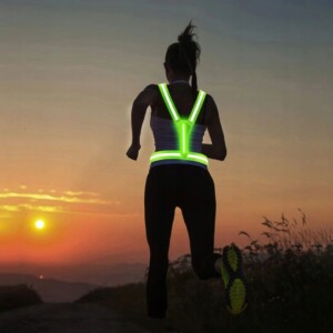 Kamizelka odblaskowa szelki do biegania rower podwójny 2x led usb kieszeń - miniatura 11