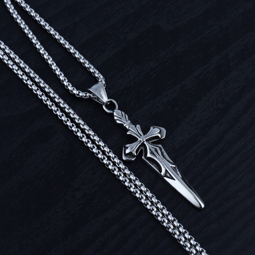 Naszyjnik srebrny łańcuszek krzyż miecz 318 - obrazek 8