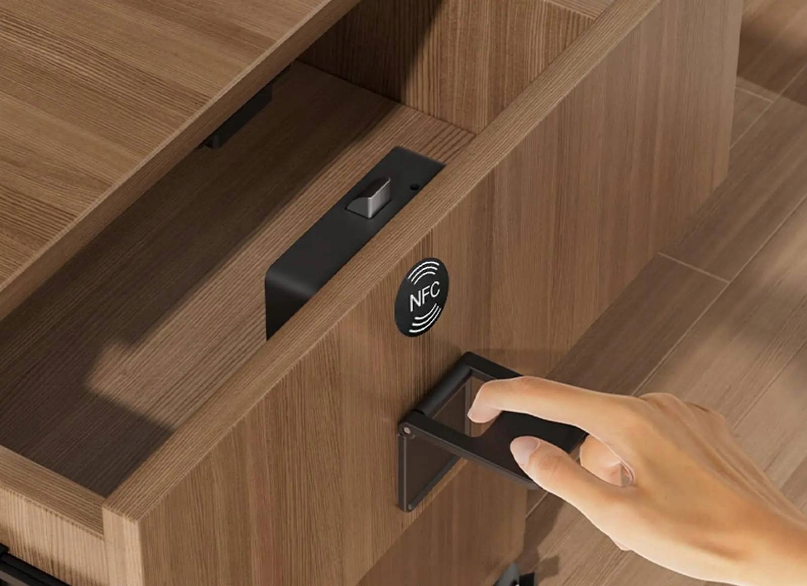 Zamek do szafy sejf nfc uniwersalny meblowy szuflada dokumenty bezpieczny - obrazek 9