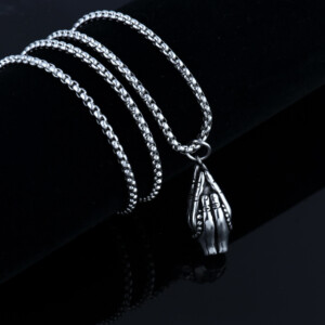 Naszyjnik srebrny modlitwa różaniec wiara ręce 307 - miniatura 6