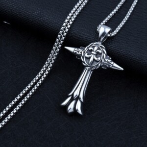 Naszyjnik srebrny łańcuszek krzyż hufiec 317 - miniatura 9