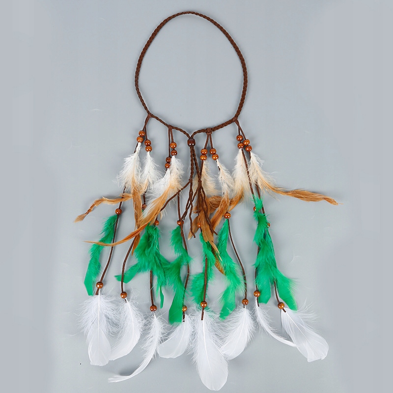 Pióropusz opaska do włosów indiański zielony a10 - obrazek 2