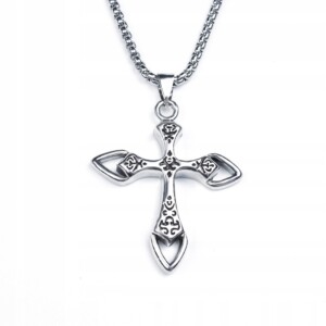 Naszyjnik srebrny łańcuszek stal krzyżyk 344 - miniatura 2