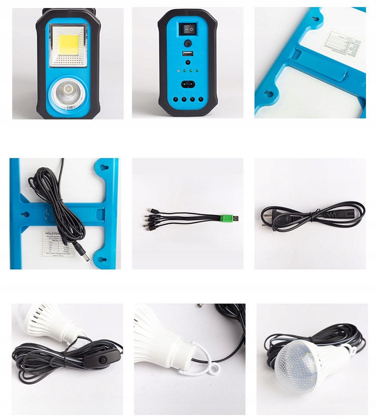 Ładowarka solarna powerbank panel solar kempingowy zestaw żarówki xl - obrazek 8