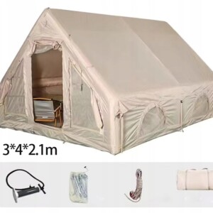 Duży namiot kempingowy pompowany 8 osobowy dmuchany pompka 12m2 400x300cm - miniatura 2