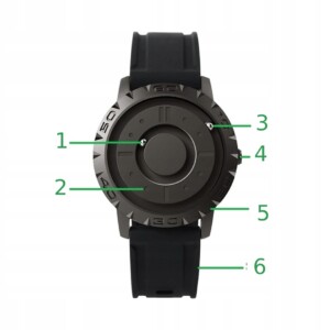 Zegarek magnetyczny kwarcowy bez wskazówek czarny męski damski - miniatura 5