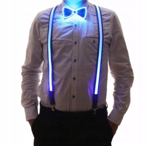 Zestaw szelki i mucha led świecący komplet imprezę sylwestra wesele green - miniatura 3