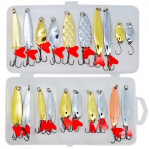 Zestaw 20 sztuk błystka blacha szczupak belona 2.5-10g + pudełko sandacz - miniatura 2