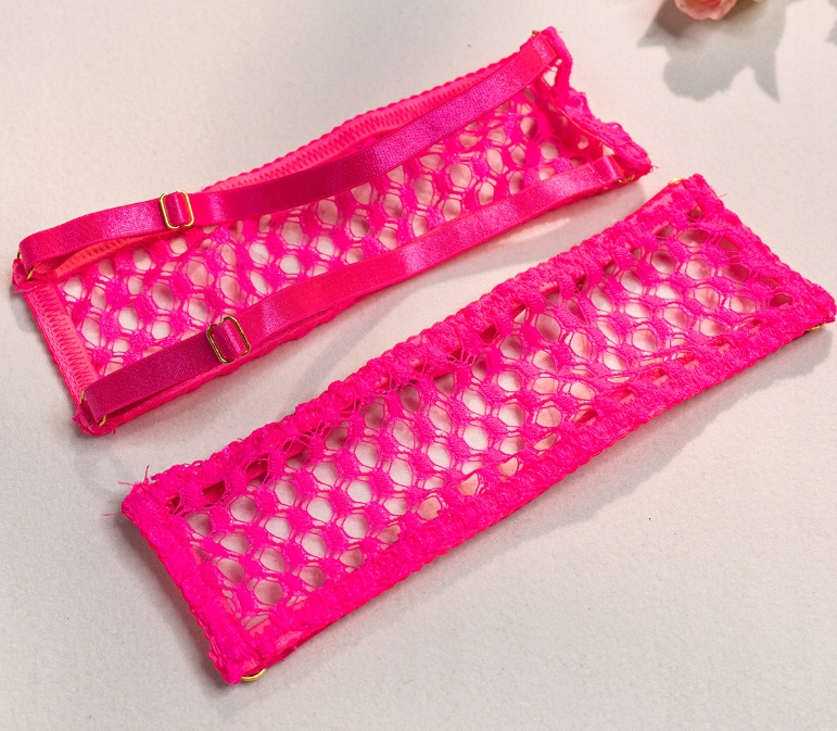 Piękny komplet bielizny damskiej stanik stringi pasy podwiązki pomarańcz l - zdjęcie 12