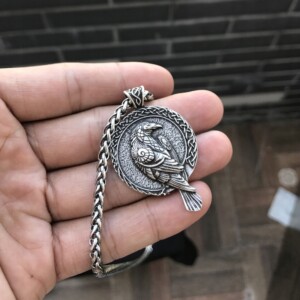 Naszyjnik wikingów kruk huginn i muninn nordic 135 - miniatura 3